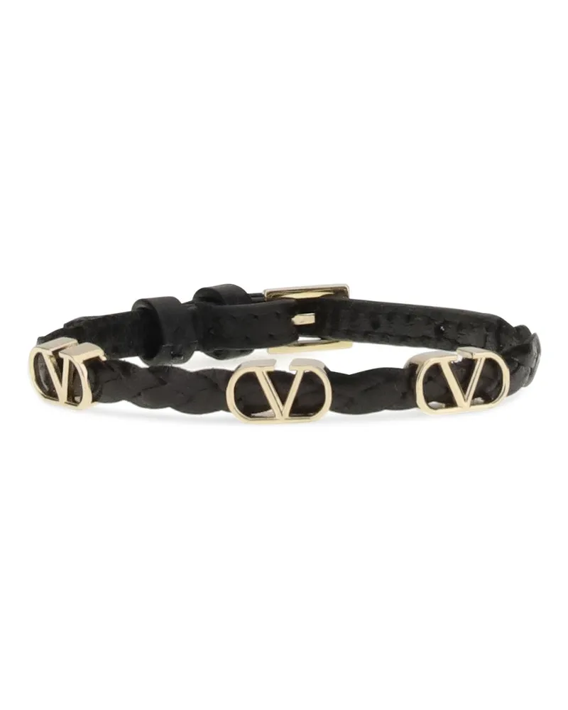 Valentino Garavani Women's Bracelet Vlogo Signature Black Leather Calf Bracelets Black