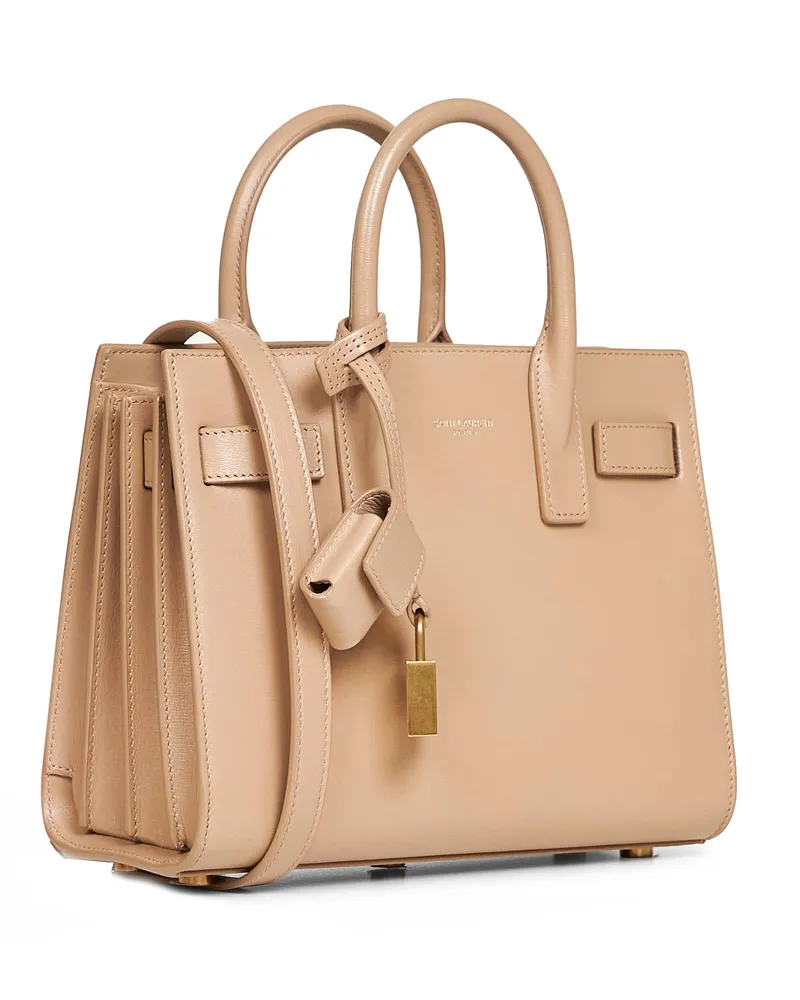 Saint Laurent Women's Handbag Sac De Jour Nano Clear Beige Calfskin Handbags Hand Bags Beige