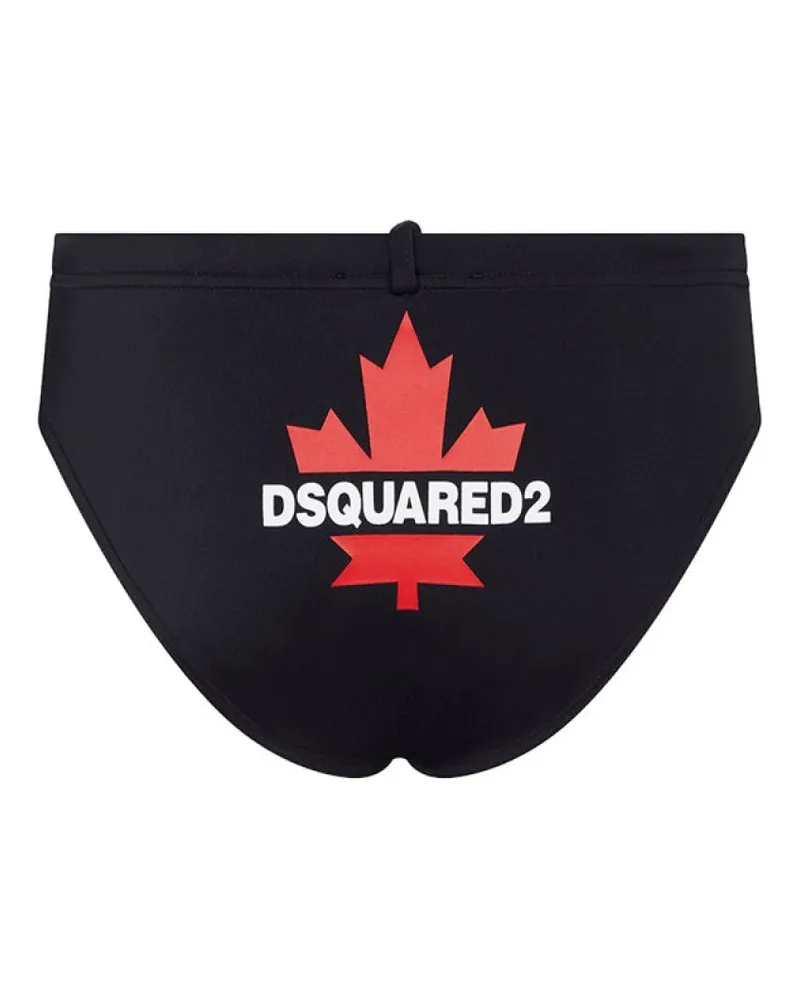 Dsquared2 Men's Maple Leaf Logo Swim Briefs Black Clothing > Beachwear Black
