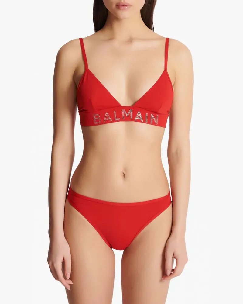 Balmain Women's Logo-Embellished Bikini Set Aw23 W Red
