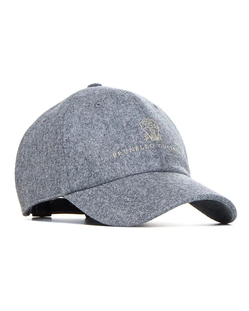Brunello Cucinelli Men's Baseball Cap Wool Grey Virgin Hat 