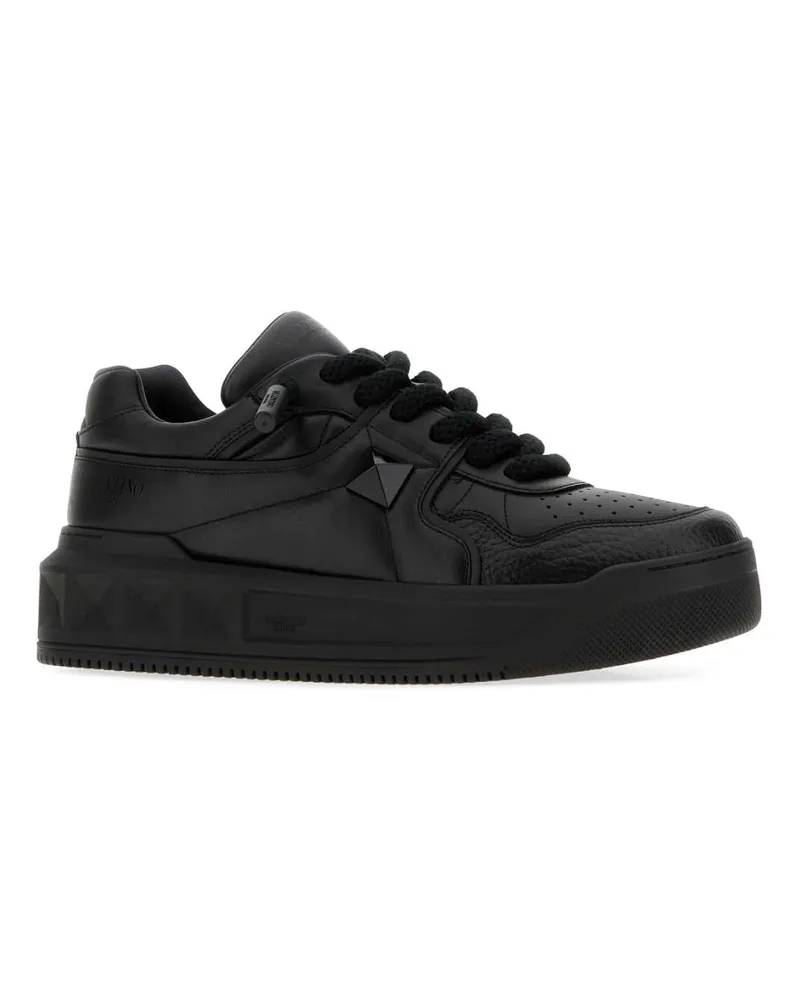 Valentino Garavani Men's Black Nappa Leather One Stud Xl Sneakers Neroalcampione Black