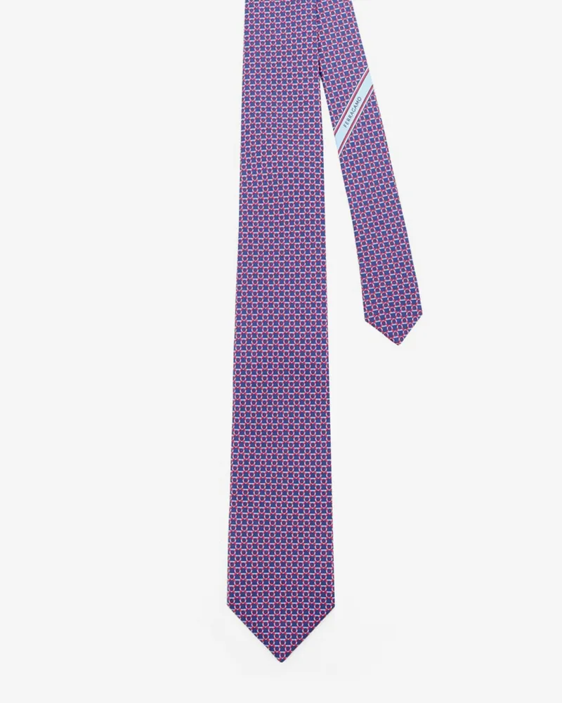 Ferragamo Men's Tie Blue Silk Ties & Bow Blue