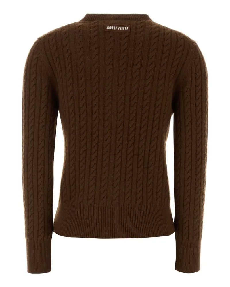 Miu Miu Women's Brown Cashmere Cardigan Tabacco Exterior: Maglieria Brown