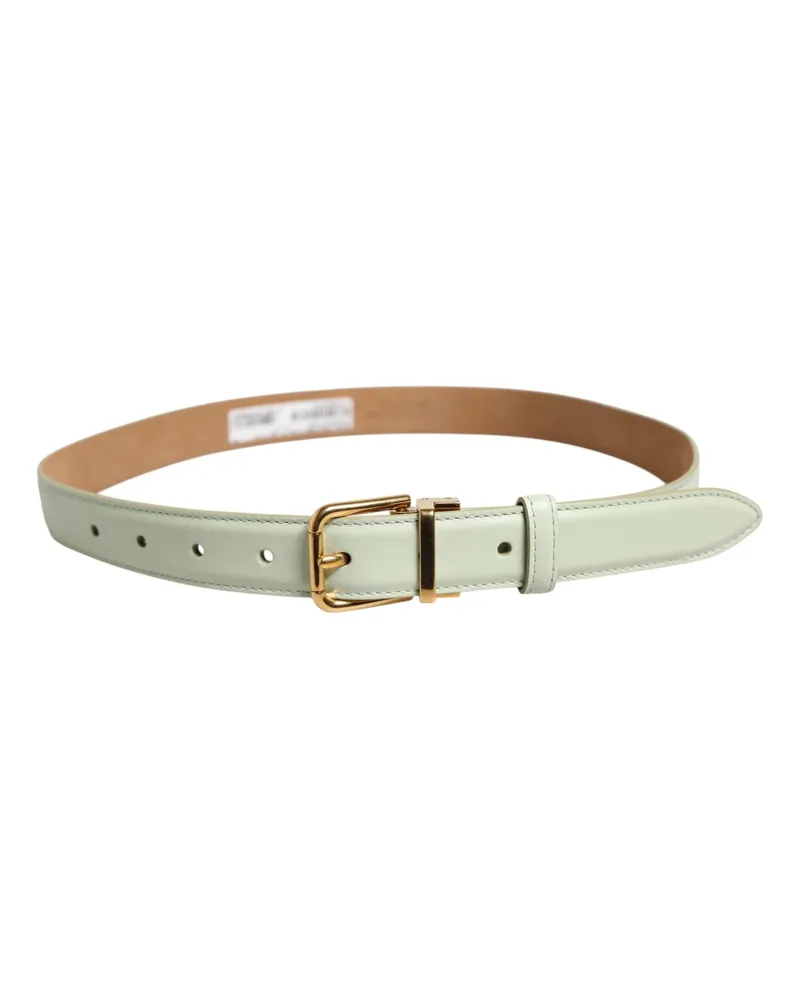 Dolce & Gabbana Leather Gold-Buckle Belt — Green Green