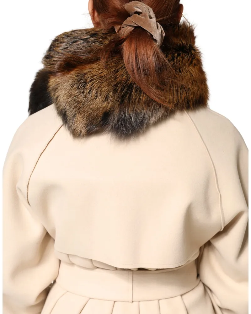 Dolce & Gabbana Women's Brown Red Fox Fur Neck Warmer Winter Scarf Brown