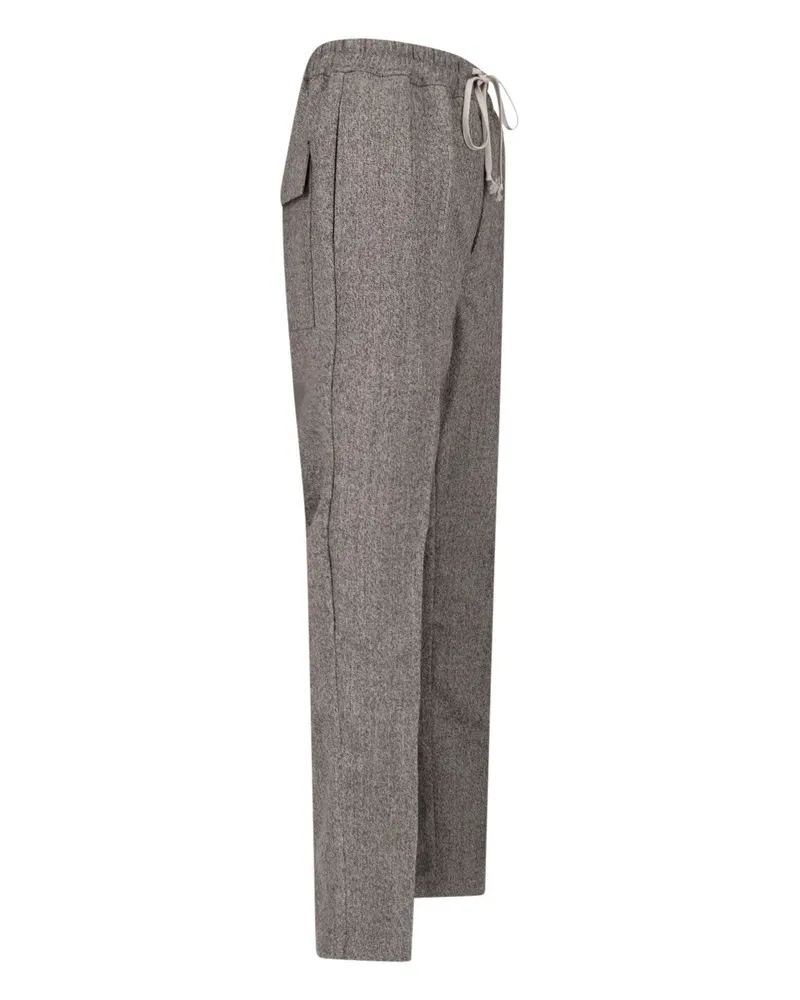 Rick Owens Men's Pantalon Drawstring Slim Long Noir Mélangé Gray Trousers Gray