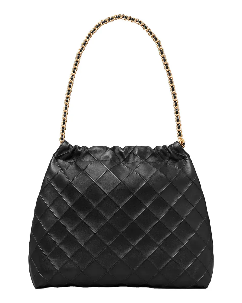 Tory Burch Diamond-Quilted Lambskin Shoulder Bag — Black Black