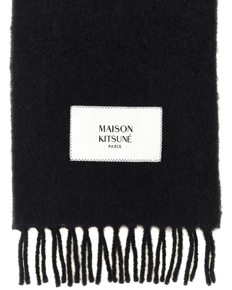 Kitsuné Logo-Patch Scarf — Black Black