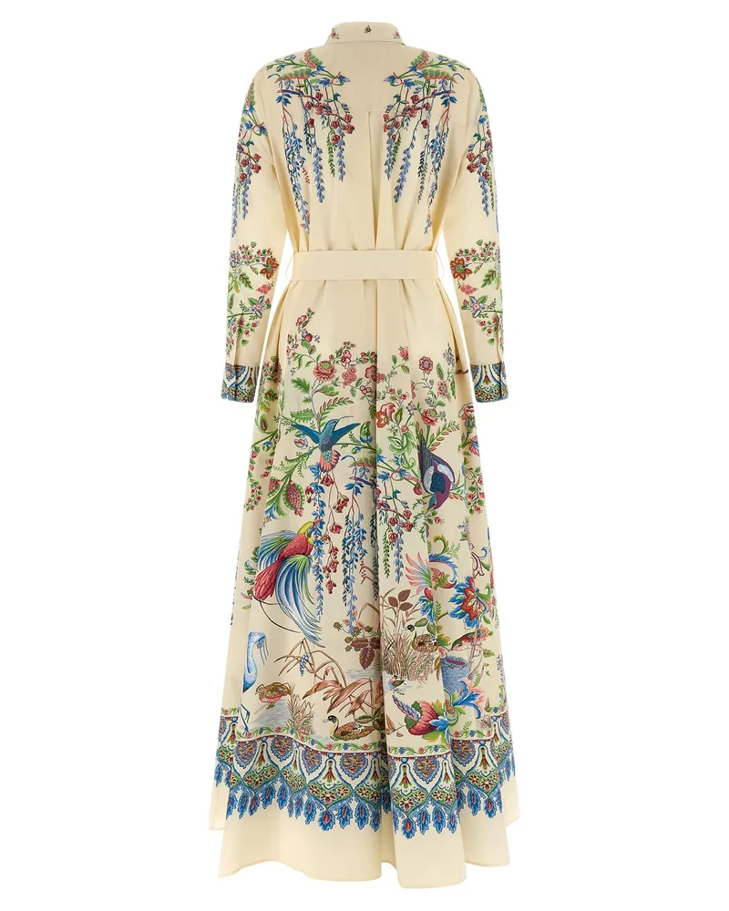 Etro Women's Multicolor Cotton Long Dress Cream