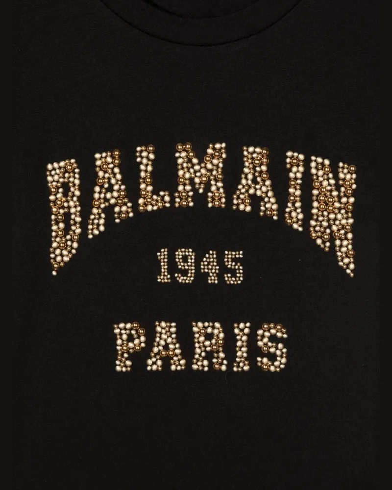 Balmain Logo-embroidered cotton T-Shirt — Black Black