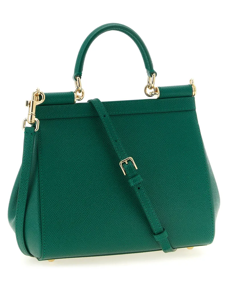 Dolce & Gabbana Women's Sicily Top Handle Bag Green Calfskin Leather Green