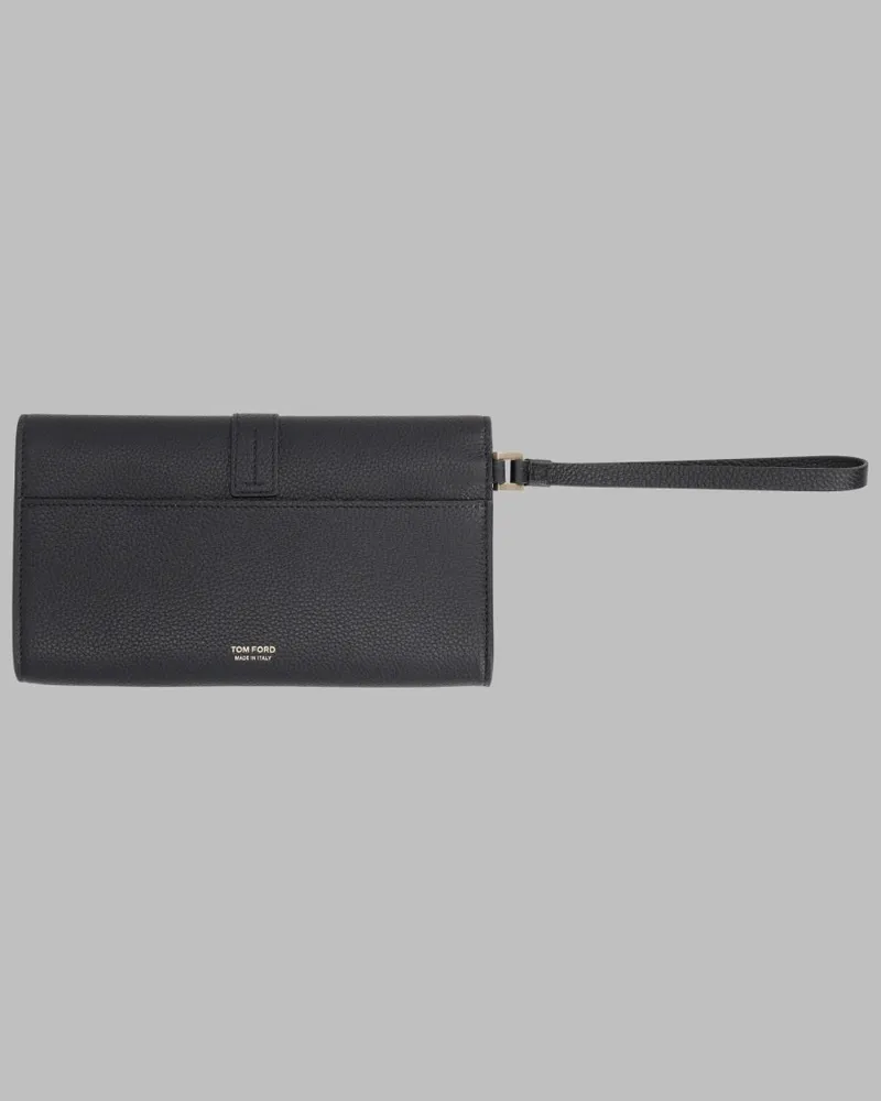 Tom Ford Calf Leather Wristlet Wallet — Black Black