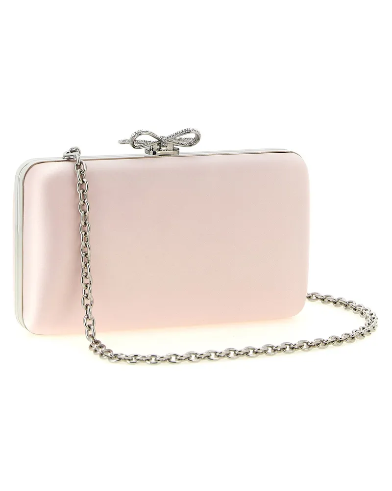 Self-Portrait Satin Jewel Bow Clutch — blush Blush