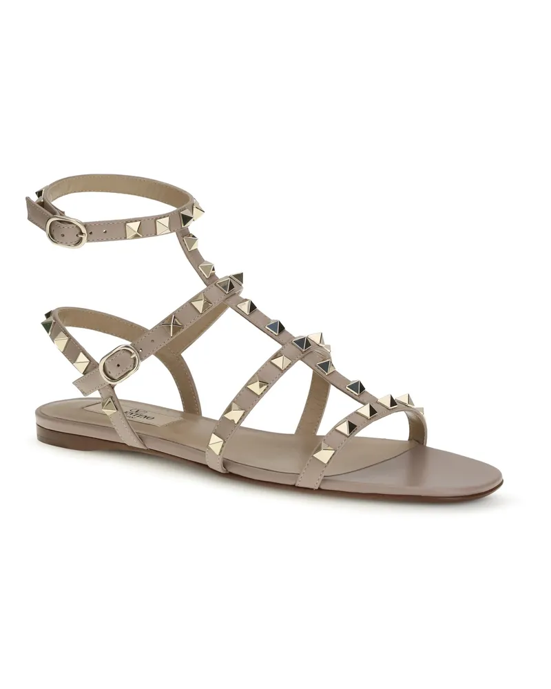 Valentino Garavani Women's Rockstud Leather Sandals Poudre Calf Bos Taurus Beige