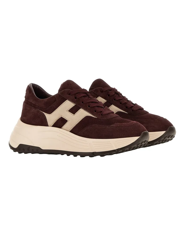 Hogan Women's Sneakers Hi-Fi Brown Red Trainers Brown