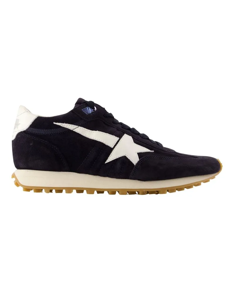 Golden Goose Women's Running Marathon Sneakers -  Leather Blue Calfskin Shoes Black