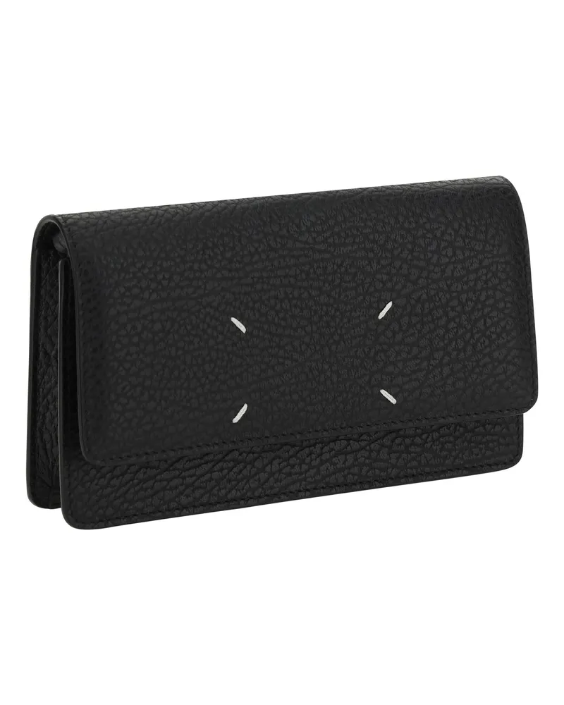 Maison Margiela Women's Grained Leather Wallet Black Calf Bos Taurus Black