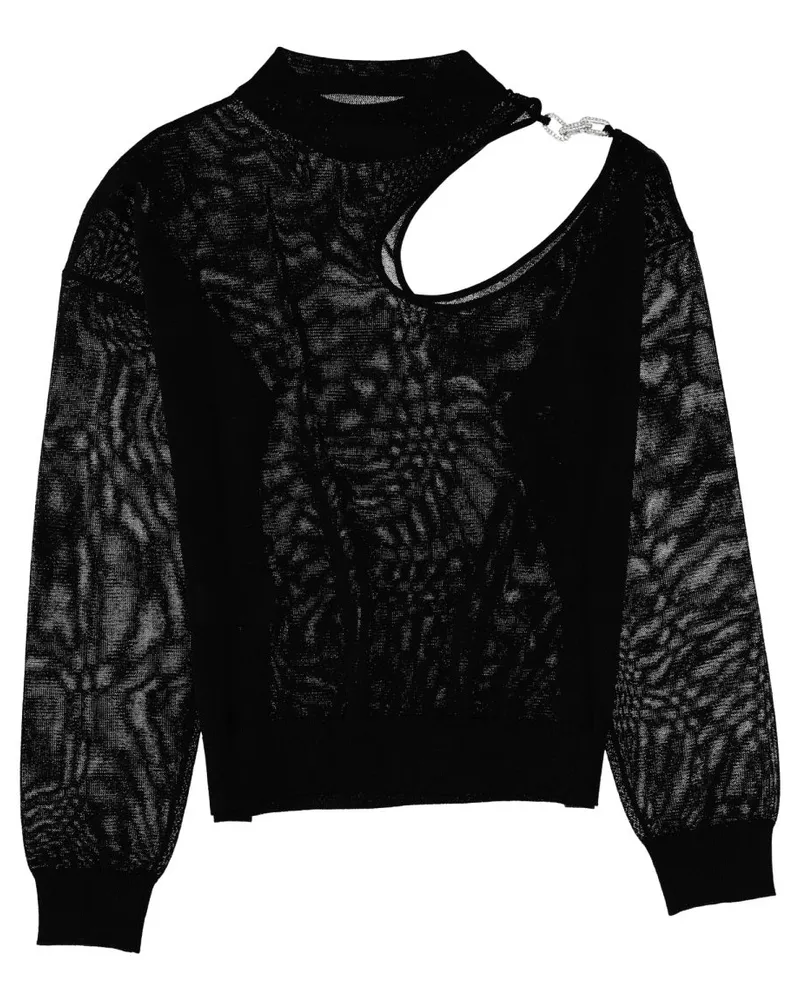 Circus Hotel Cut-Out Jersey Blouse — Black Black