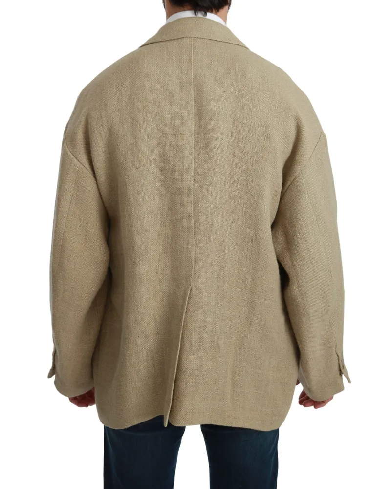 Dolce & Gabbana Men's Beige Jacket Coat Jute Blazer Clothing Beige