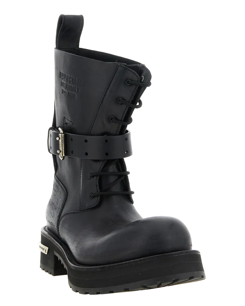 Balenciaga Men's Black Calfskin Ankle Boots Black