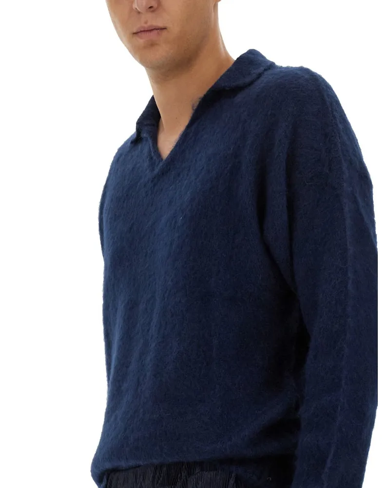 Family First Kid Mohair Blend Polo — Blue Blue