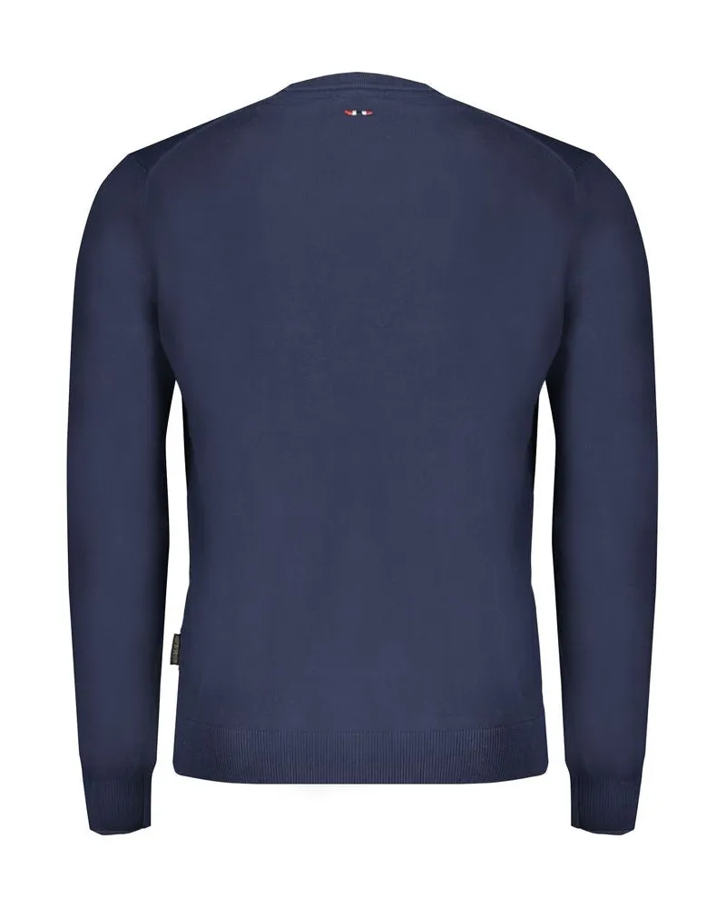 Napapijri Crew-Neck Cotton Sweater — Navy Navy