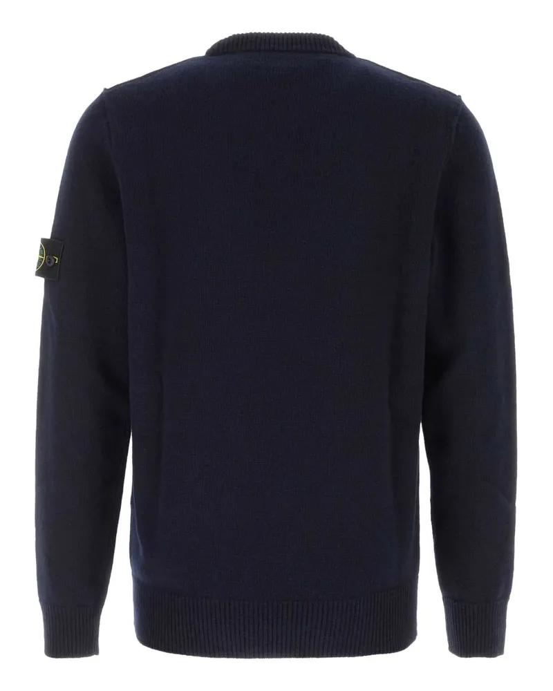 Stone Island Men's Midnight Blue Wool Blend Sweater Navy Exterior: Virgin Nylon Maglieria Navy
