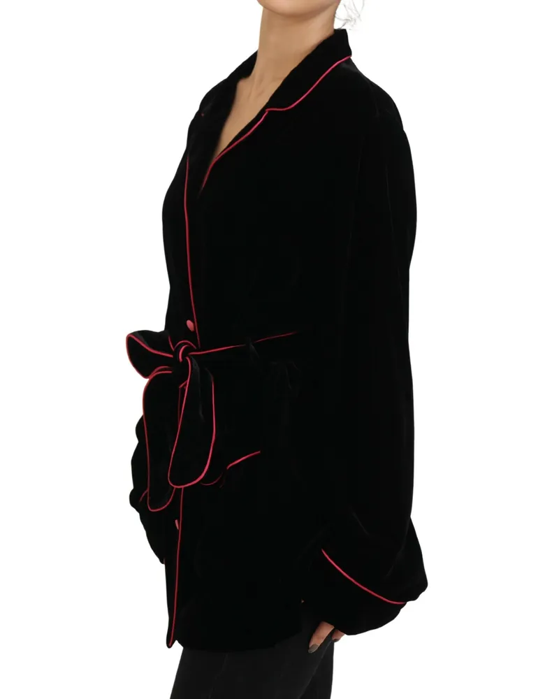 Dolce & Gabbana Women's Black Button Belted Blazer Viscose Jacket Clothing Black