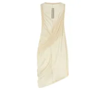Semi-Transparent Draped Cotton Jersey Tank Top — Cream