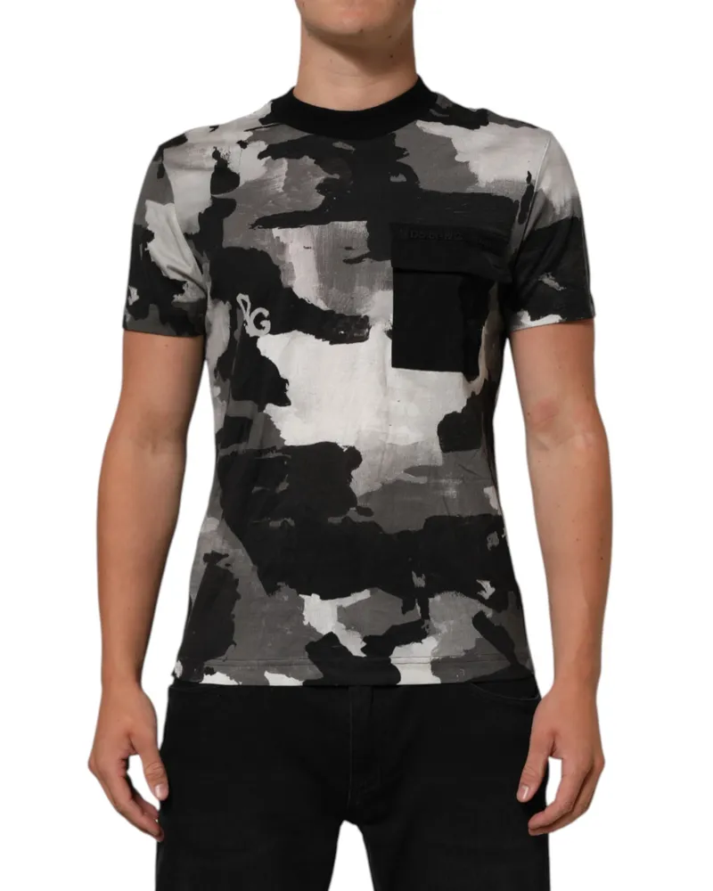 Dolce & Gabbana Multicolor Camouflage Men Short Sleeves T-Shirt Cotton Nylon Multicolor