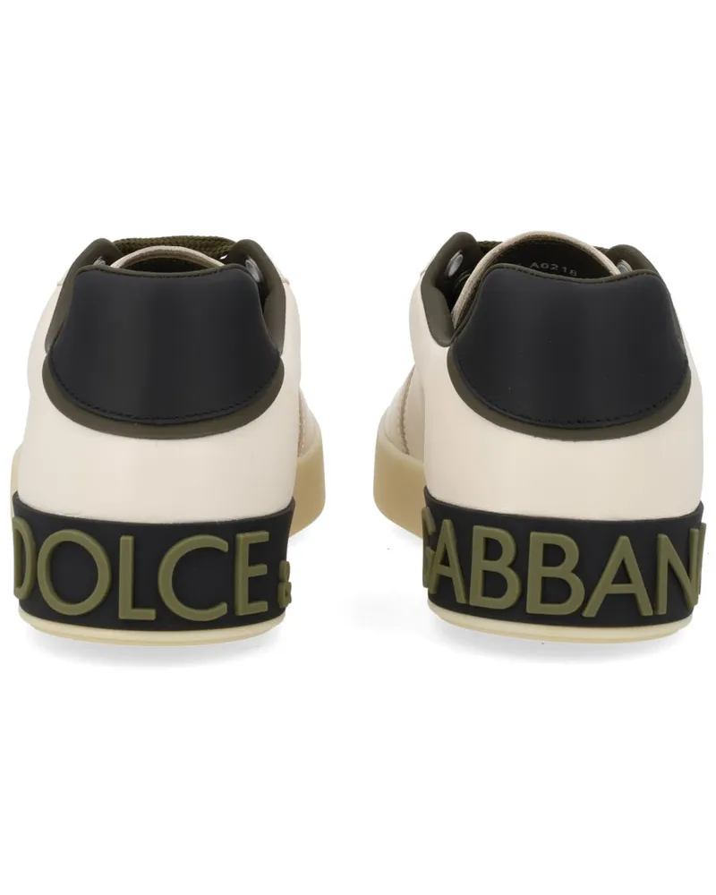 Dolce & Gabbana Logo Leather Sneaker — Beige Beige