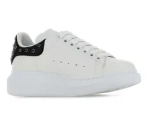 Oversized-Sole Leather Sneaker — White