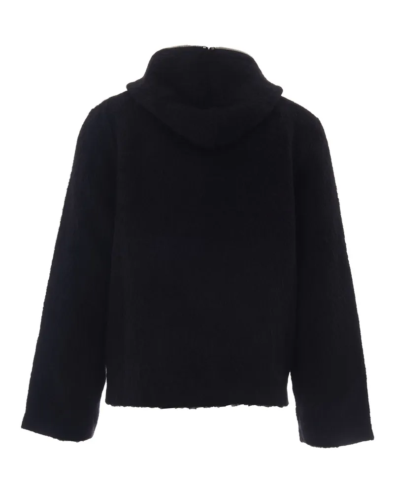 Our Legacy Men's Hooded Full-Zip Sweatshirt Black Hairy Wool Sweatshirts Sweater Black