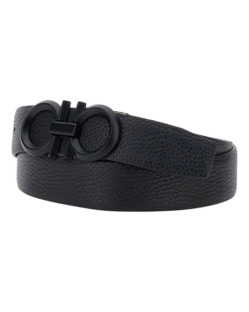 Ferragamo Men's Belt With Gancini Buckle Black Leather Black