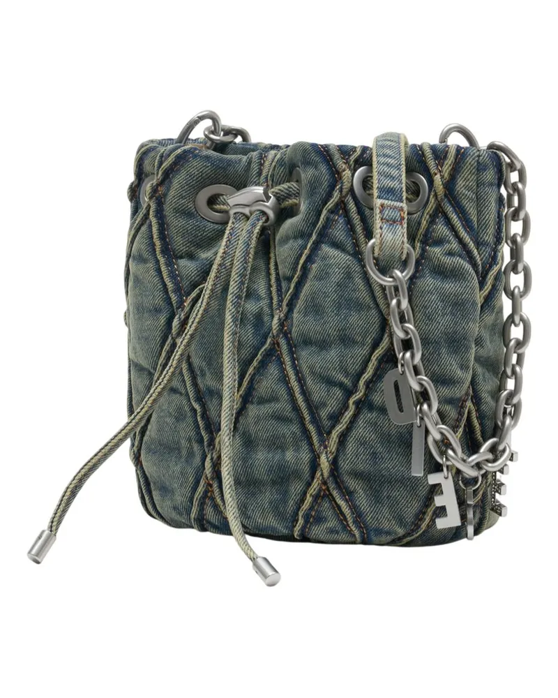 Diesel Women's Charm-D Small Shoulder Bag -  Cotton Blue Shoulder-Hobo-Bags Blue
