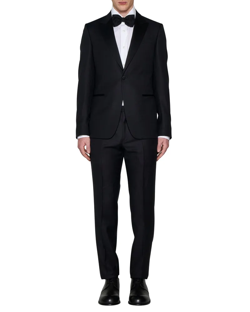 Ermenegildo Zegna Men's Single-Breasted Wool Blazer Black Suits Black