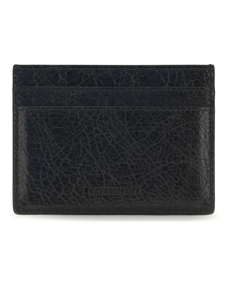 Balenciaga Women's Le City Card Holder Black Lamb Ovis Aries Wallet Black