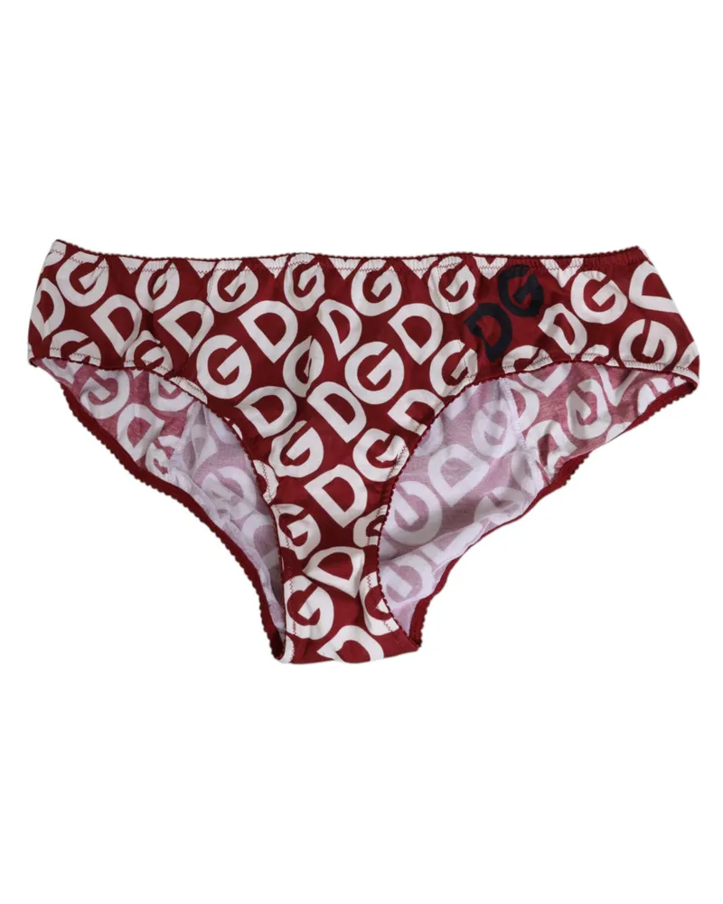 Dolce & Gabbana Women's Bordeaux Dg Logo Slip Bottom Brief Underwear Cotton Clothing Red
