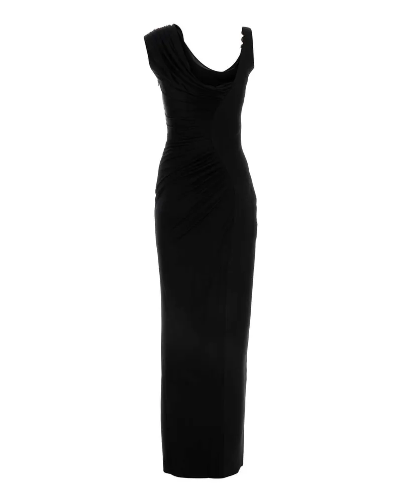 Versace Ruched Viscose Dress — Black Black