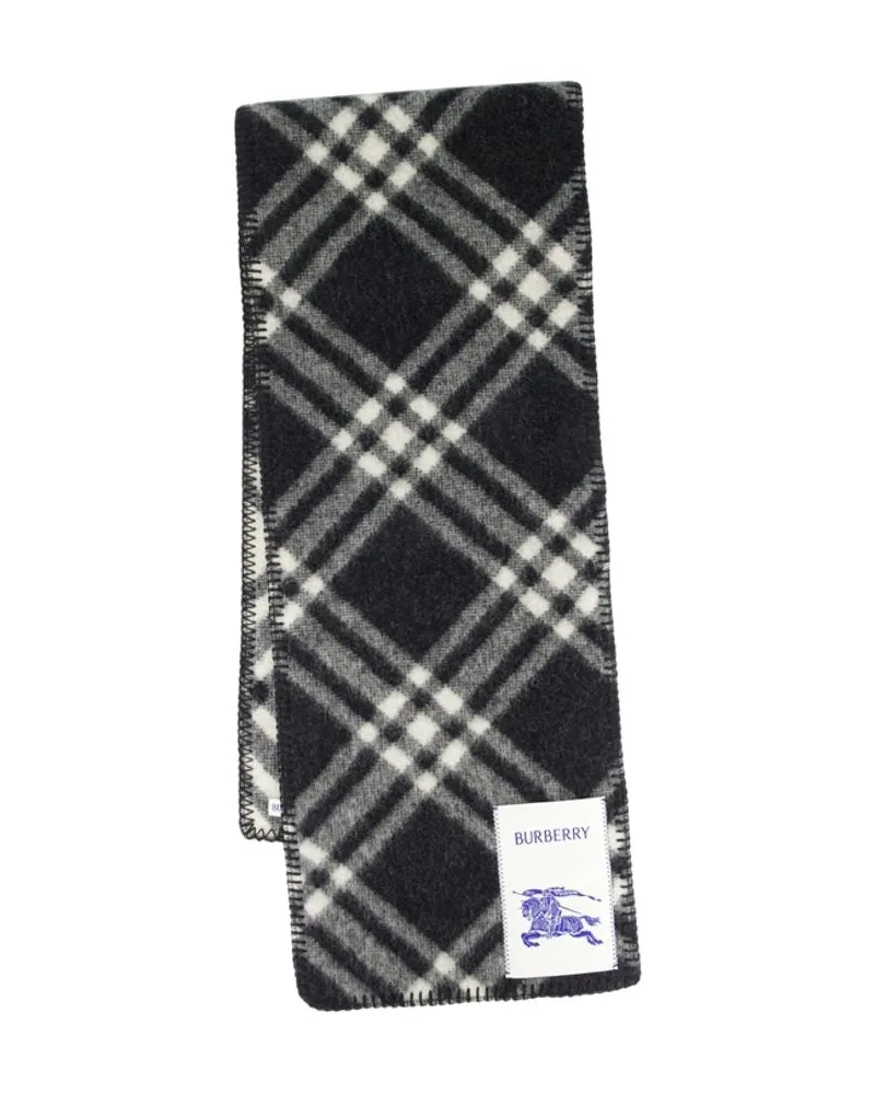 Burberry Men's Mu Tri Bar Check Scarf -  Wool Black Accessories Black