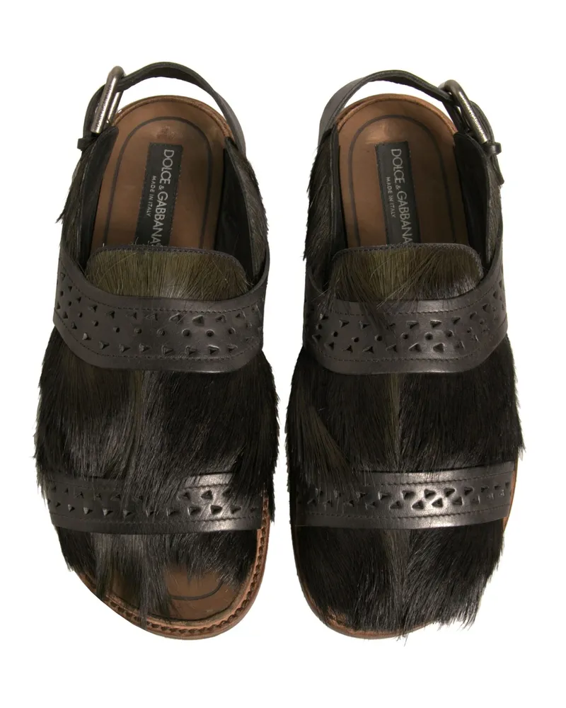 Dolce & Gabbana Gazelle Hair and Calfskin Leather Sandal — Green Green