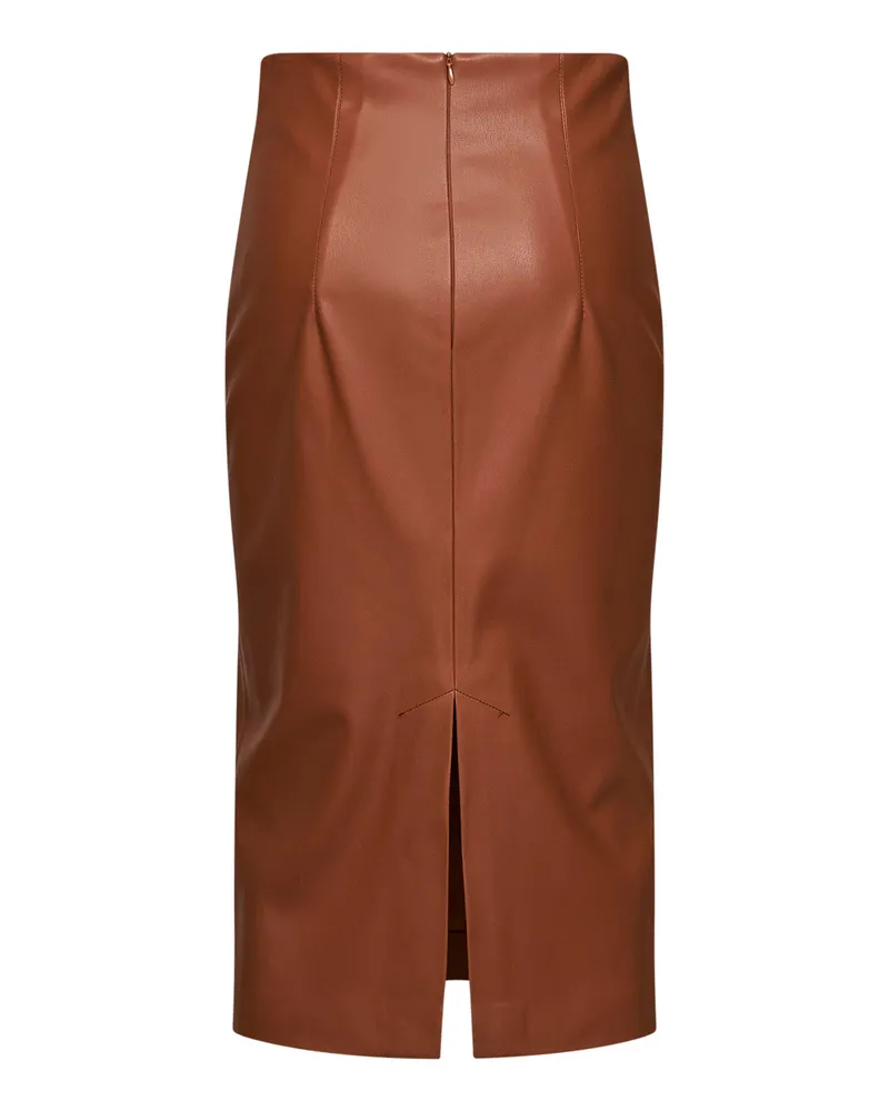 Blanca Women's Pencil Skirt Goccia Brown Faux Leather Polyurethane Brown