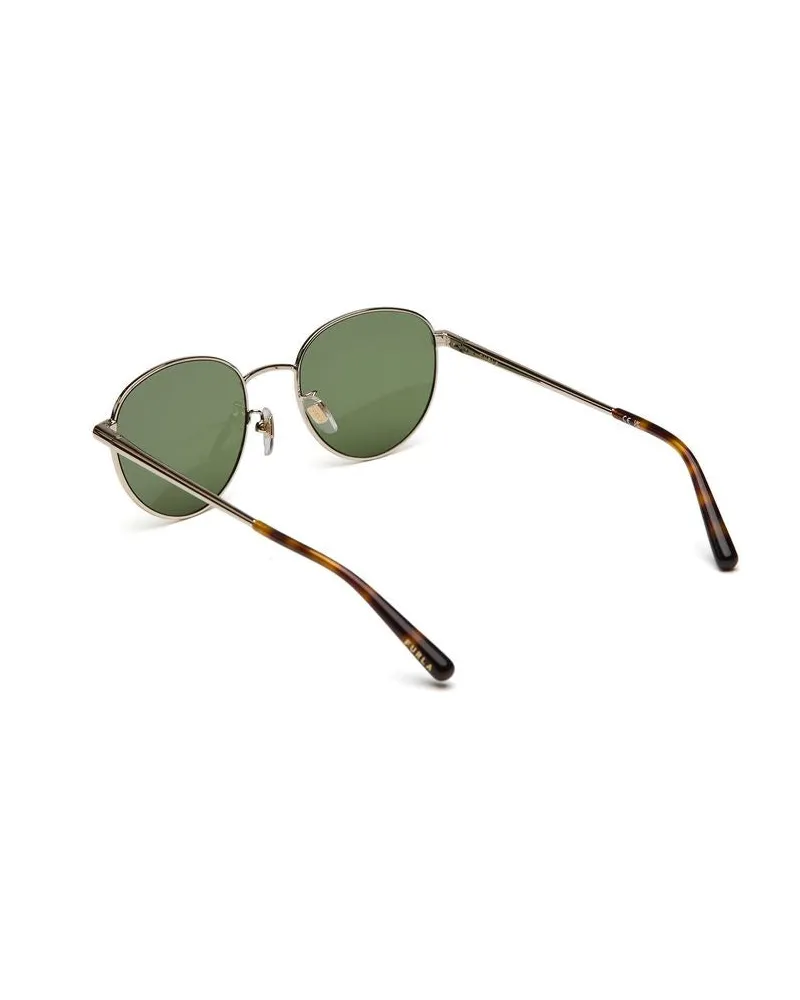 Furla SFUB19 Metal Round-Frame Sunglasses — Gold Gold