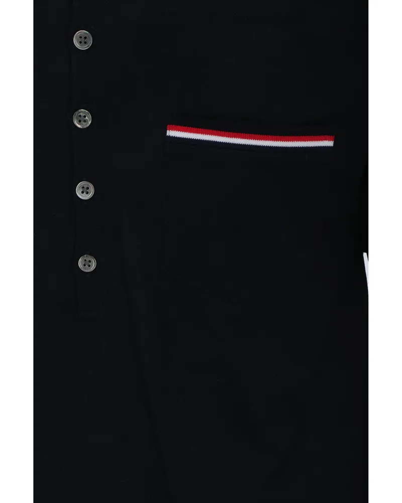 Thom Browne Contrast Pocket Patch Polo — Navy Navy