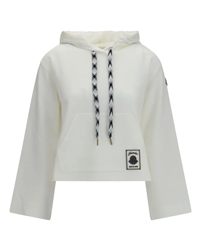 Moncler Women's Hoodie Cotton Blend Natural Sweatshirts Sweater White