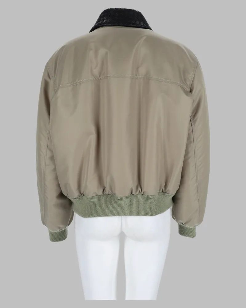 Bottega Veneta Satin with Woven Collar Jacket — Beige Beige