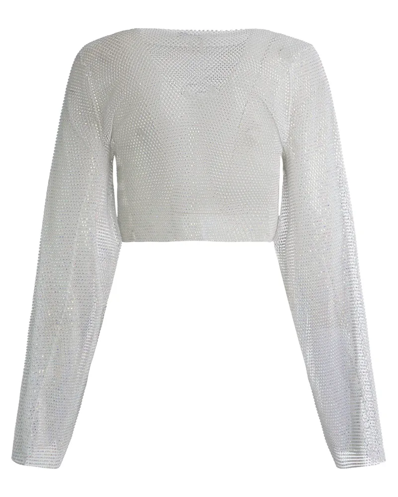 SANTA Brands Women's Open-Knit Top With Rhinestones White Polyester Tops White