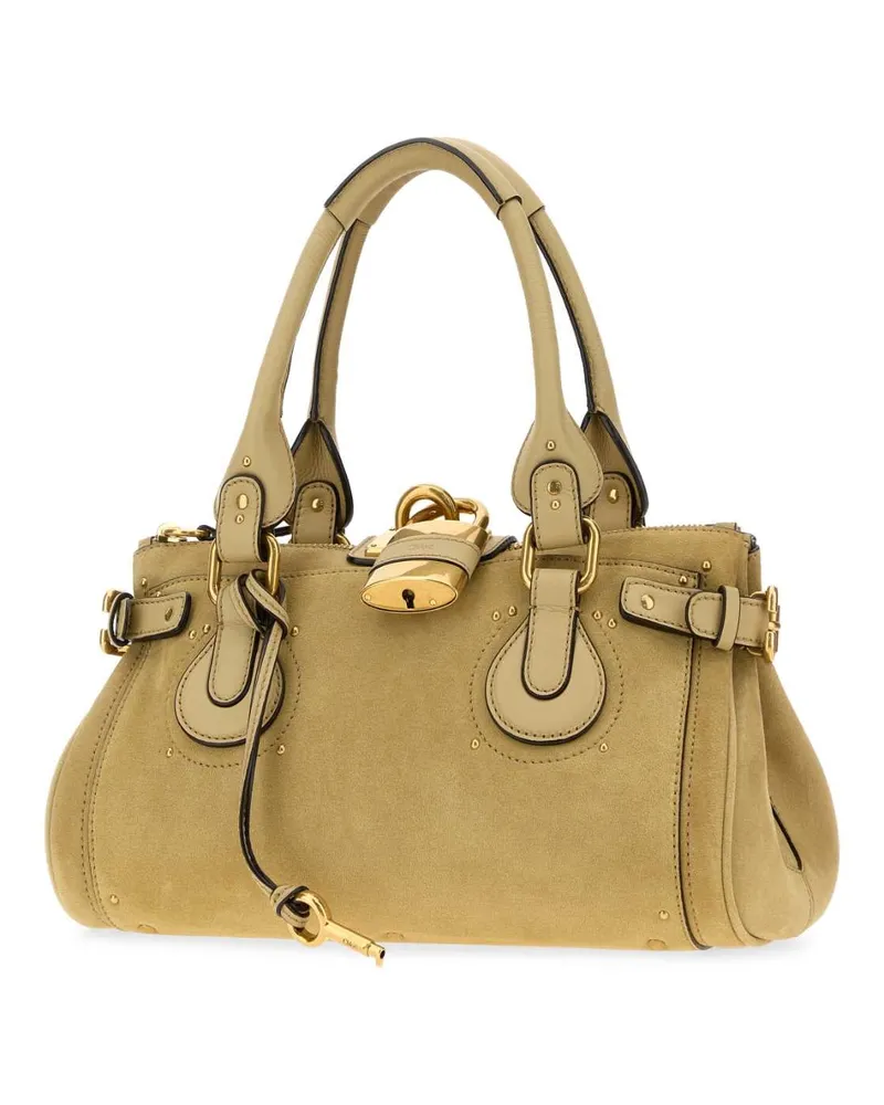 Chloé Women's Mustard Suede Paddington Shopping Bag Dustybeige Borse A Tracolla Beige