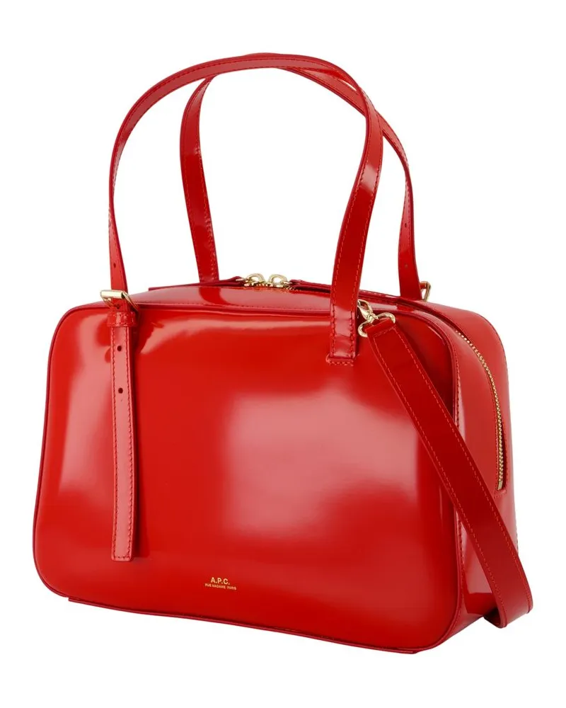 A.P.C. Women's Virginie Box Purse -  Leather Red Calfskin Bags Handbags-Purses Red